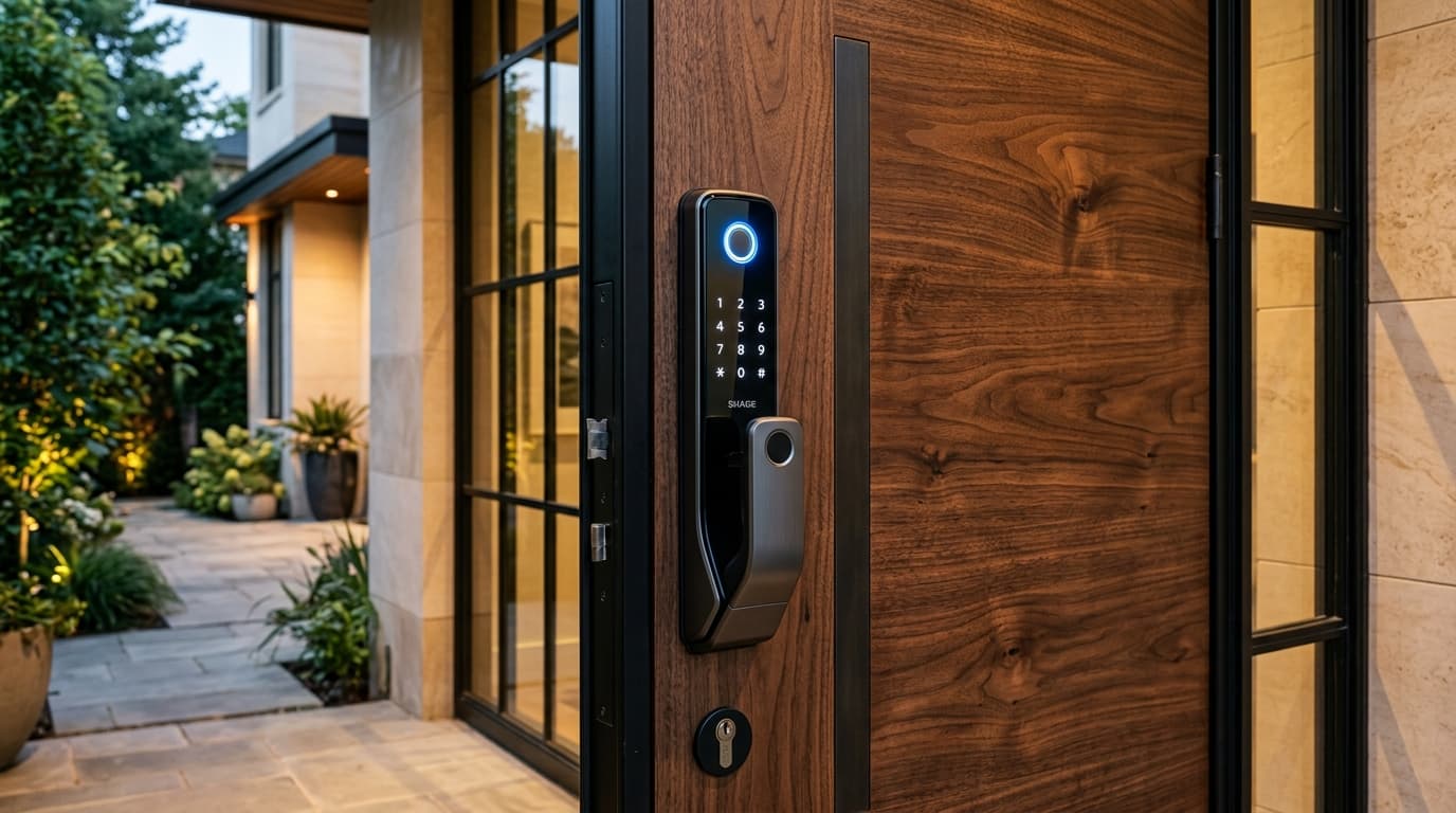 Smart home interior with automated lighting and security